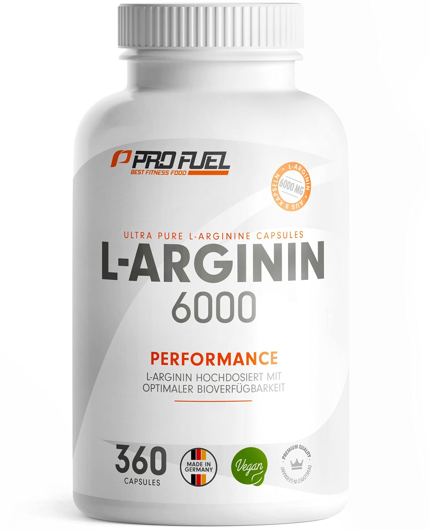 L-Arginin 360 Kapseln vegan - mit 6000 mg pflanzlichem L-Arginin aus Fermentation (davon 6000 mg reines L-Arginin) je Tagesdosis - Ohne Zusatzstoffe - laborgeprüft mit Zertifikat - vegan
