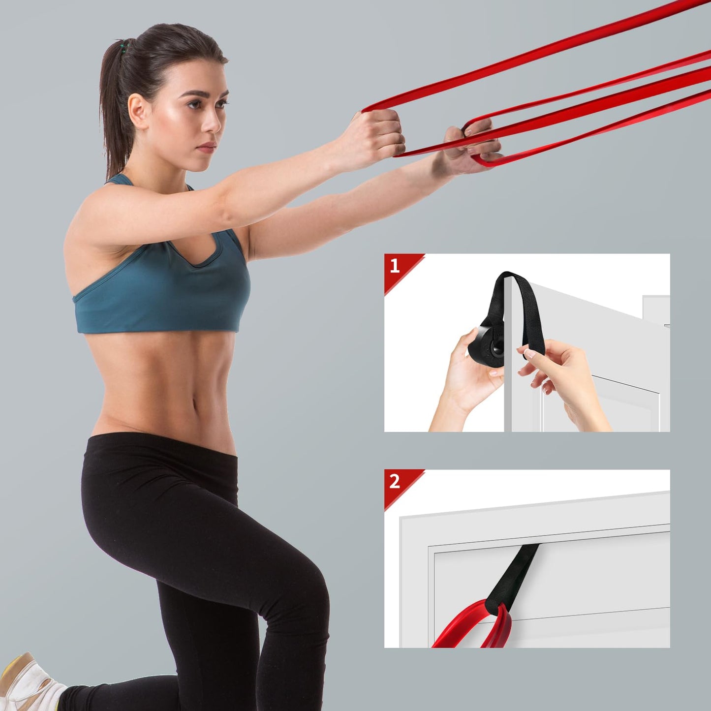 AUVIM Widerstandsbänder Set Fitnessbänder 3 verschiedene Stufen von Widerstandsbändern für Krafttraining, Stretching, Calisthenics, inkl. Türanker