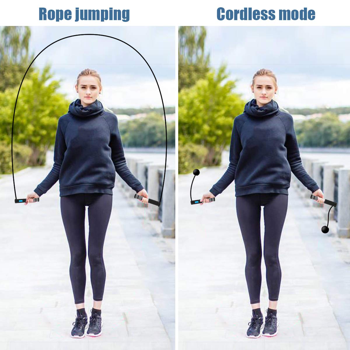 Wastou Springseil, gewichtetes Springseil mit zähler, einstellbares Springseil mit Kugellager und rutschfesten Griffen - schnurloses Springseil für Workout, Fitness, Boxen für Männer, Frauen, Kinder