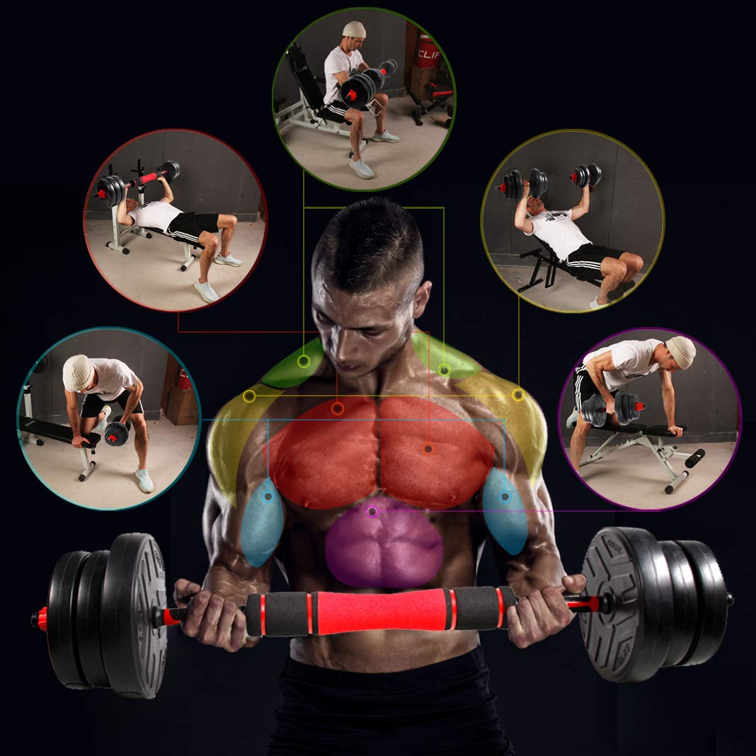 CCLIFE Hanteln Set 2er Kurzhanteln Langhanteln verstellbar 20 30 40kg Hantelset professionell Dumbbell mit Verbindungsstahlrohr Gewichten