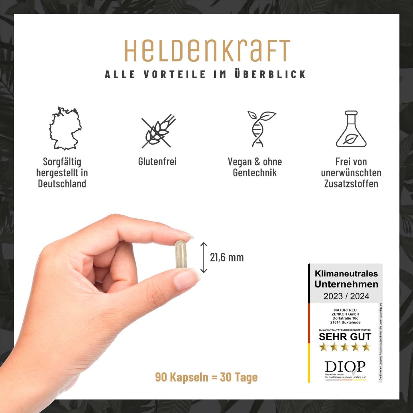 Maca Kapseln hochdosiert - Maca 20:1 Extrakt mit Tribulus terrestris, Cordyceps, Bockshornklee, Zink, Ginseng, Safran, Selen - 90 Kapsel Heldenkraft für Männer