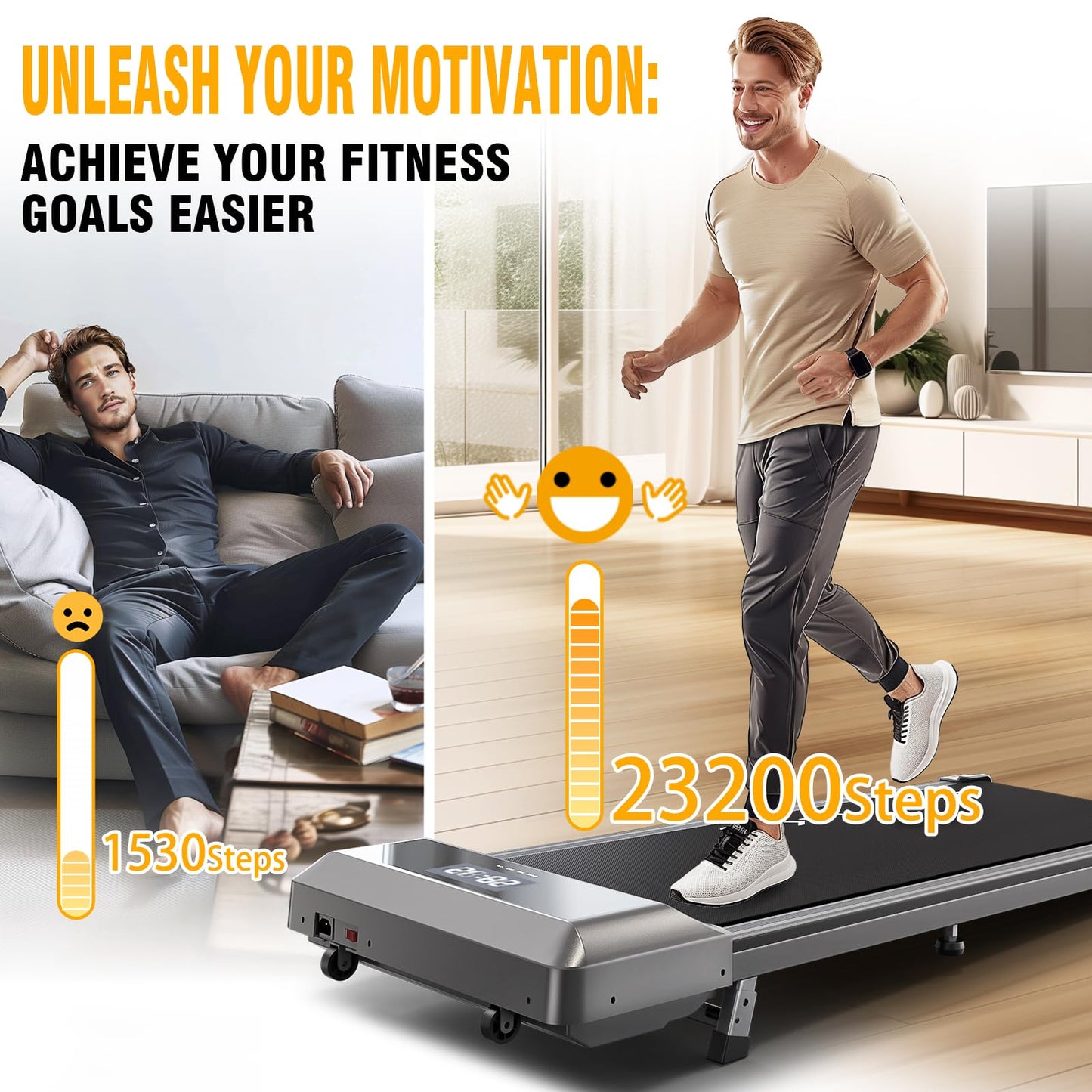 FYSIQ Laufband für Zuhause, Bluetooth Walking Pad, Laufband mit Steigung - und Kostenloser App (Tragfähigkeit von 110kg, 1-6km/h)