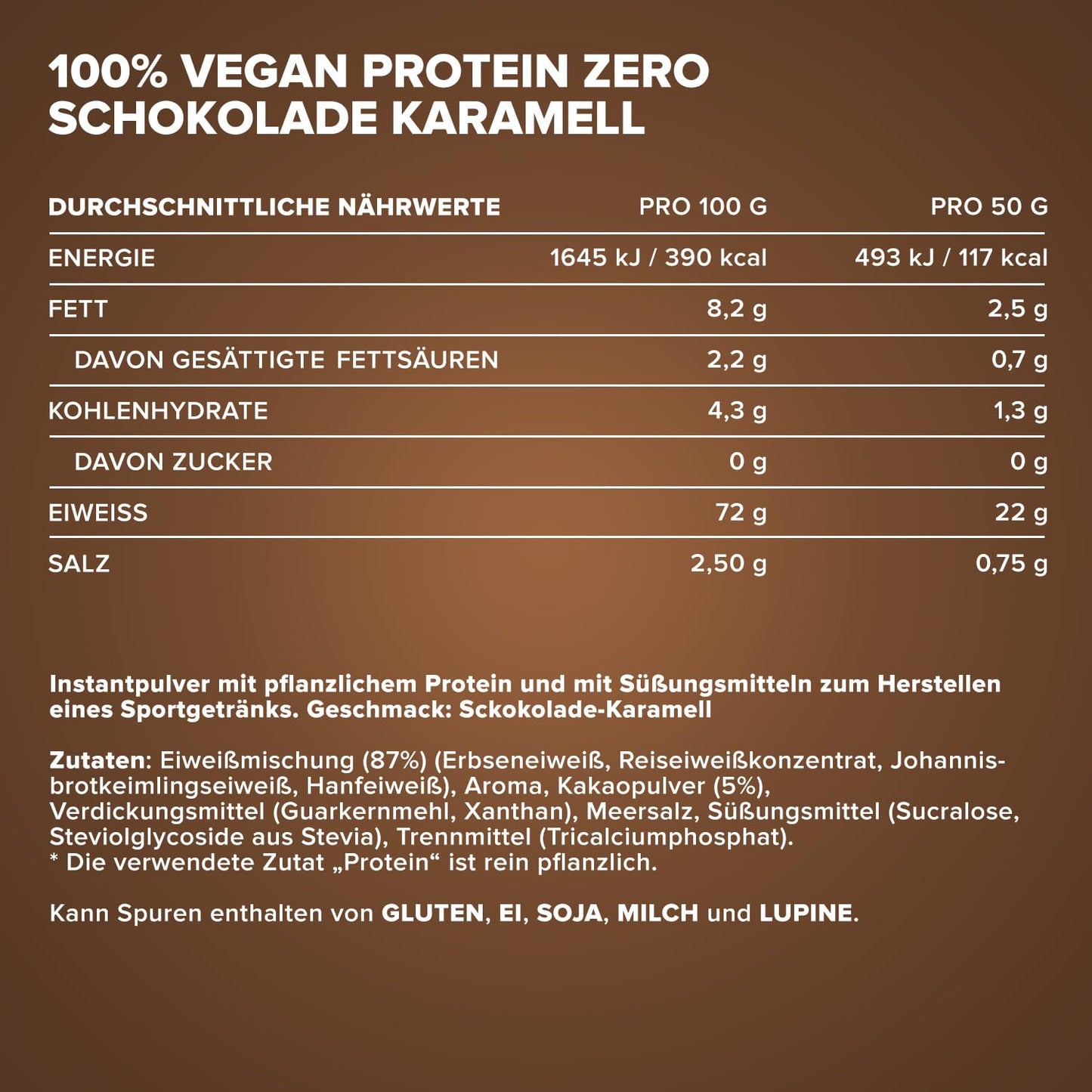 IronMaxx 100% Vegan Protein Zero - Chocolate-Caramel 500g | zuckerfreies und proteinreiches Eiweißpulver aus 4 Komponenten | veganes Proteinpulver ohne Aspartam