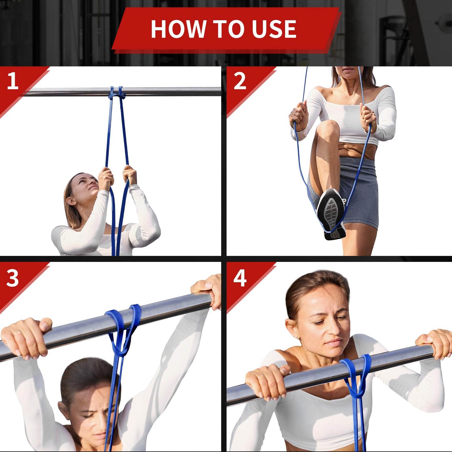 AUVIM Widerstandsbänder Set Fitnessbänder 3 verschiedene Stufen von Widerstandsbändern für Krafttraining, Stretching, Calisthenics, inkl. Türanker
