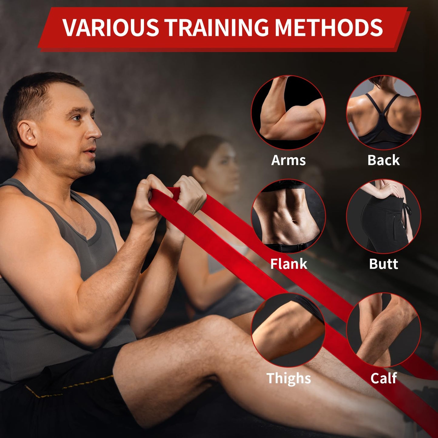 AUVIM Widerstandsbänder Set Fitnessbänder 3 verschiedene Stufen von Widerstandsbändern für Krafttraining, Stretching, Calisthenics, inkl. Türanker