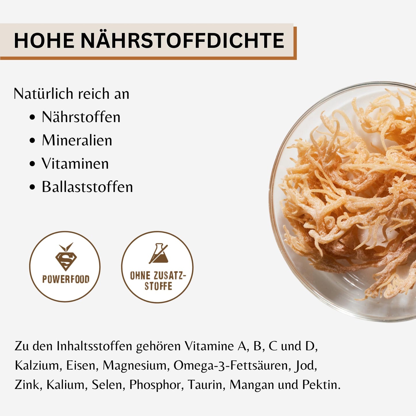 Irish Moos Sea Moss Knorpeltang (Wildsammlung Vegan Roh) Carrageen Algen, Pflanzliche Gelatine, Emulgator, Verdickungsmittel, Algensalat - Irisch Moss Weiß Farblos Seemoos | PureRaw 50g