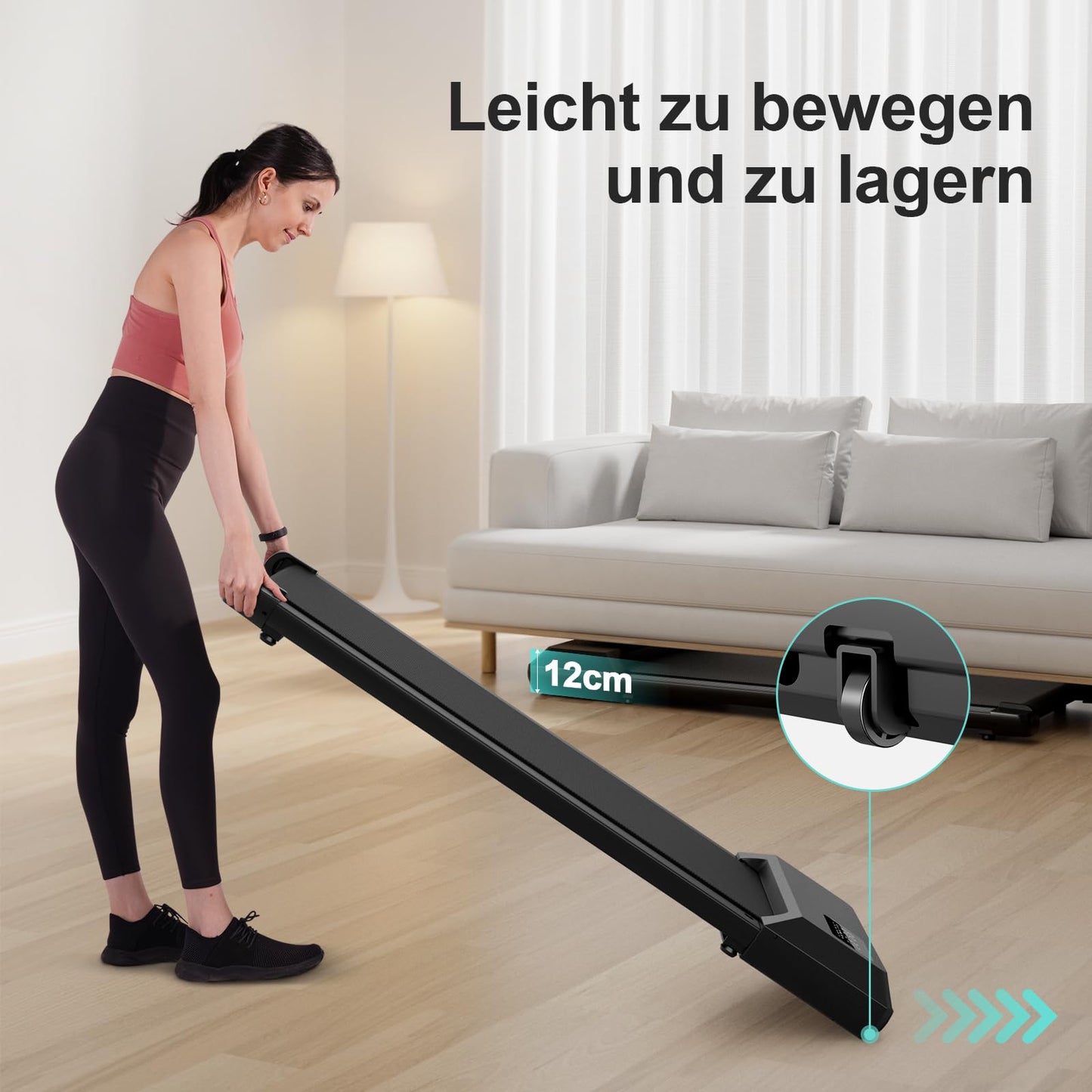 DeerRun Walking Pad Raceable,Laufband für Zuhause bis 136kg, Laufband Schreibtisch mit App, Treadmill Leise 2,5PS mit Professionelle Trainingskurse & Multi-Runner-Rennen