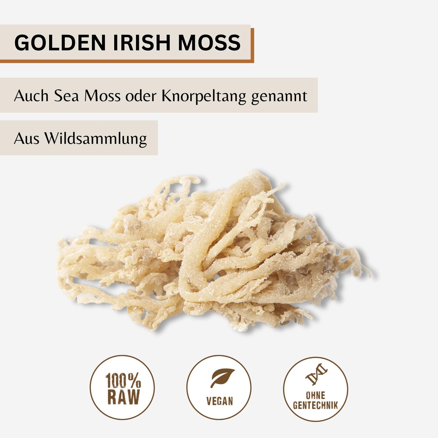 Irish Moos Sea Moss Knorpeltang (Wildsammlung Vegan Roh) Carrageen Algen, Pflanzliche Gelatine, Emulgator, Verdickungsmittel, Algensalat - Irisch Moss Weiß Farblos Seemoos | PureRaw 50g