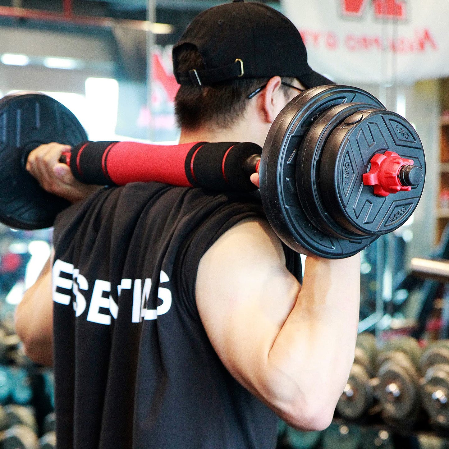 CCLIFE Hanteln Set 2er Kurzhanteln Langhanteln verstellbar 20 30 40kg Hantelset professionell Dumbbell mit Verbindungsstahlrohr Gewichten