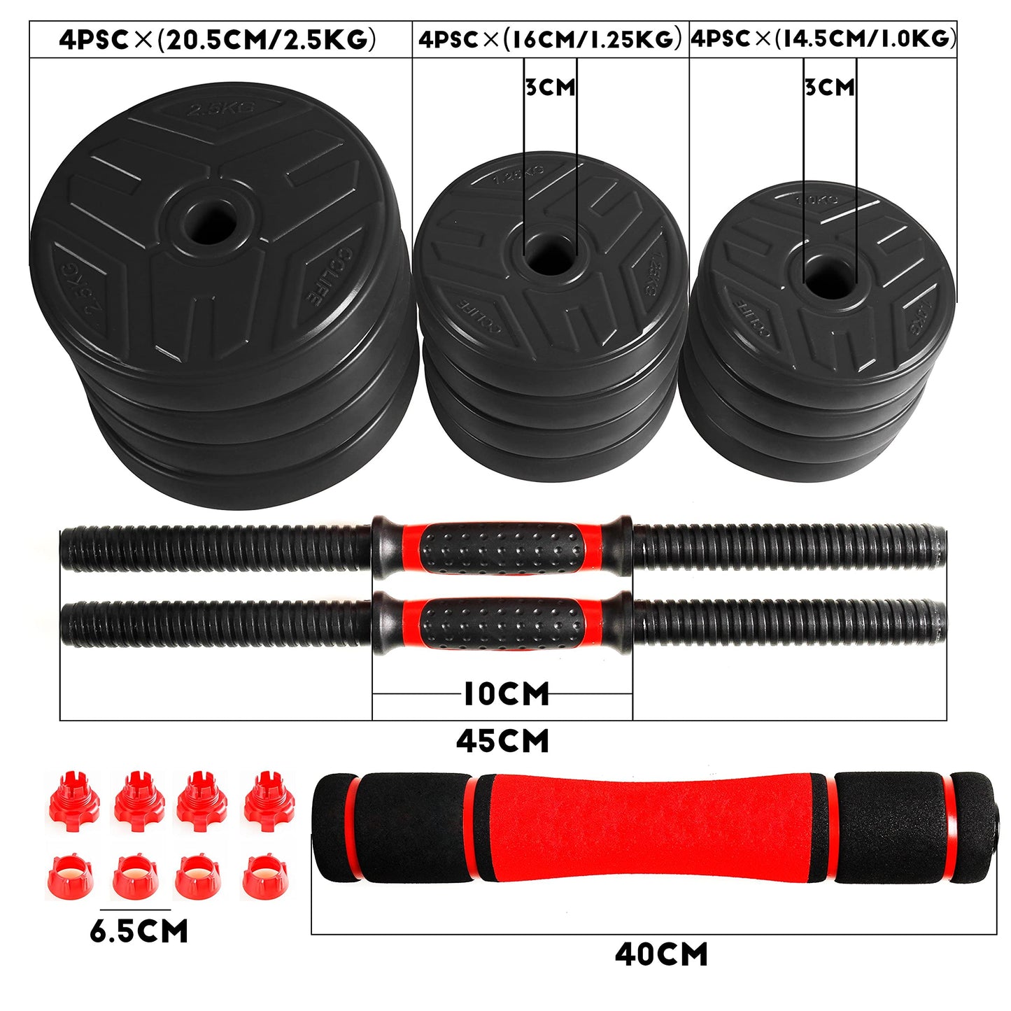 CCLIFE Hanteln Set 2er Kurzhanteln Langhanteln verstellbar 20 30 40kg Hantelset professionell Dumbbell mit Verbindungsstahlrohr Gewichten