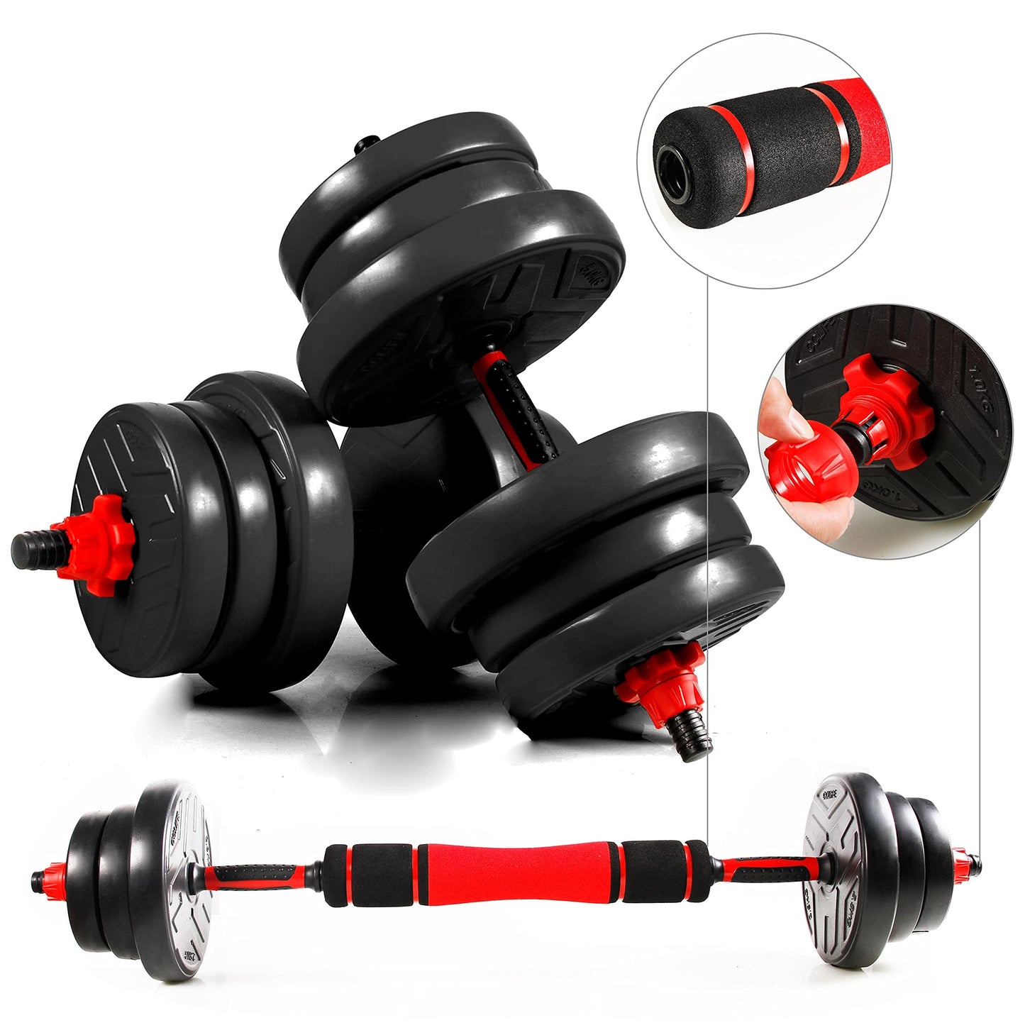 CCLIFE Hanteln Set 2er Kurzhanteln Langhanteln verstellbar 20 30 40kg Hantelset professionell Dumbbell mit Verbindungsstahlrohr Gewichten